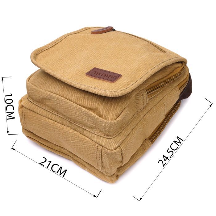 Сумка Vintage На плечо из текстиля Песочная (22229) изображение 3