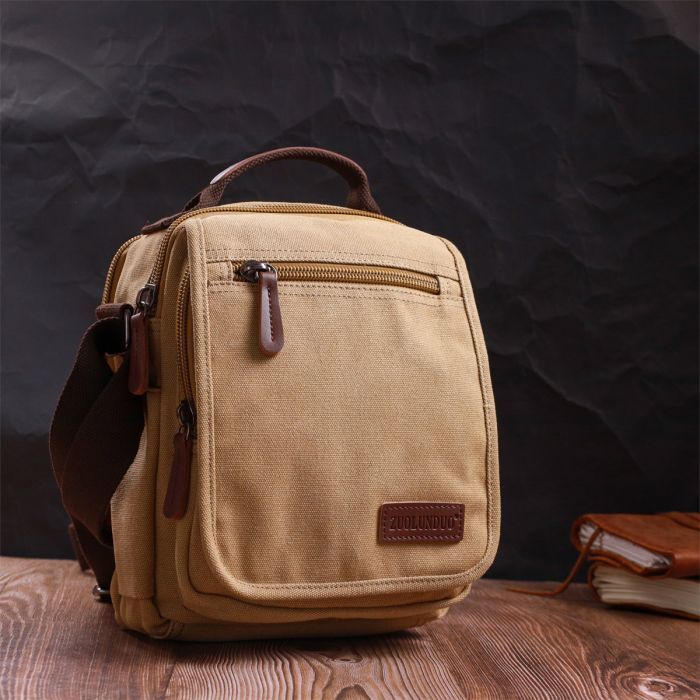 Сумка Vintage На плечо из текстиля Песочная (22229) изображение 9