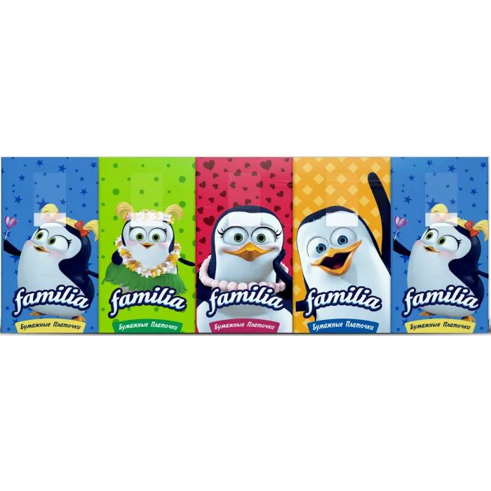 Салфетки косметические Familia 3 слоя 10 пачек по 10 шт. (8690536063284)