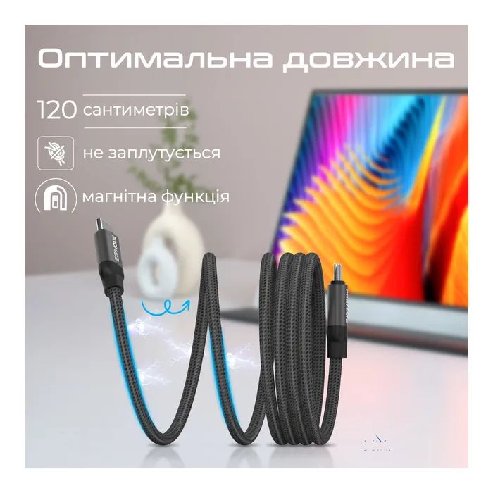 Дата кабель USB-C to USB-C springy.blue Promate (springy.blue) изображение 8