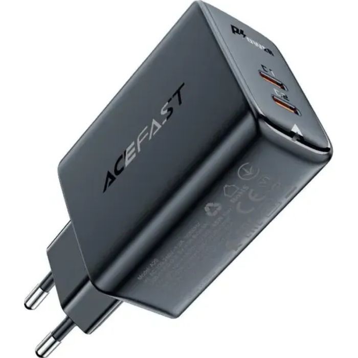 Зарядний пристрій Acefast 2xUSB 50W (USB-C+USB-C) Gan A29 Fast Charger Black (6974316281443) зображення 2