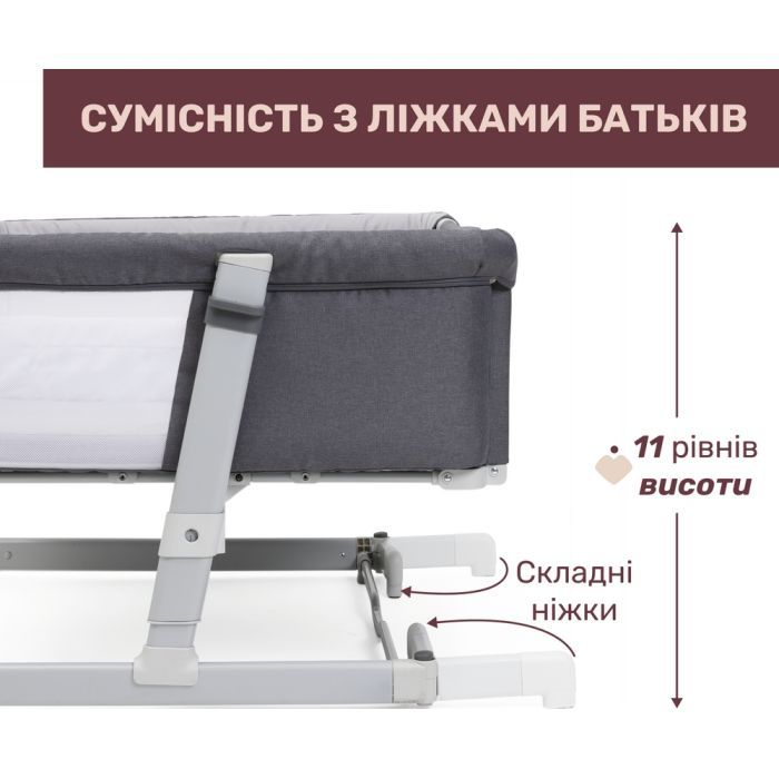 Кроватка Chicco Next2Me Twins для двойни серый (87077.68) изображение 2