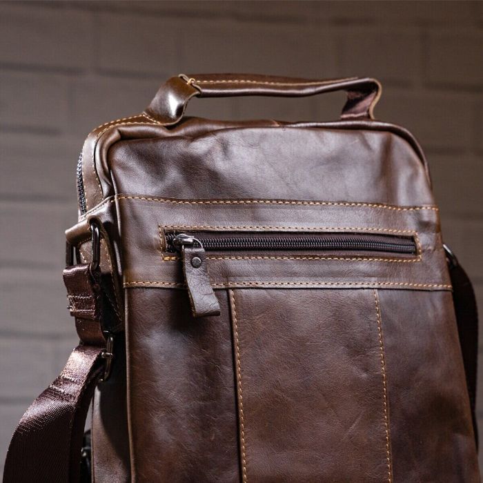 Сумка Vintage Кожаная Коричневая (14846) изображение 7