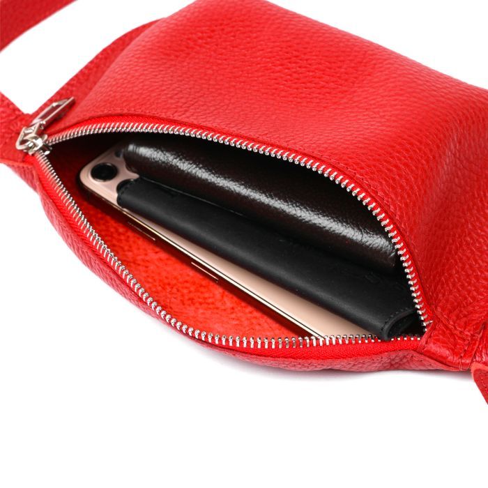 Сумка Shvigel Кожаная на пояс Красная (16372) изображение 5