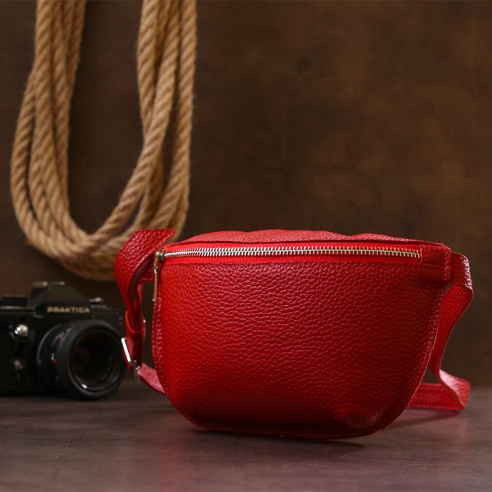 Сумка Shvigel Кожаная на пояс Красная (16372) изображение 8