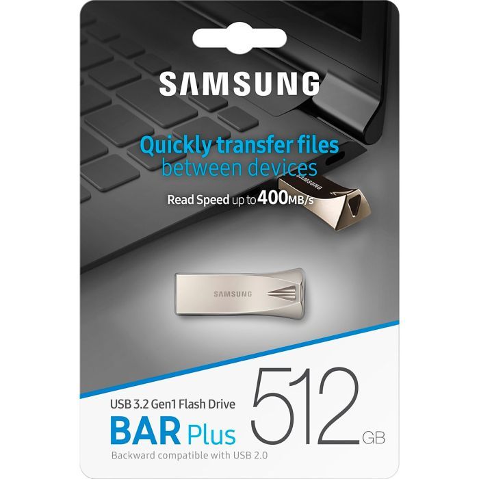 USB флеш накопитель Samsung 512GB Bar Plus Titanium Gray USB 3.2 (MUF-512BE4/APC) изображение 7