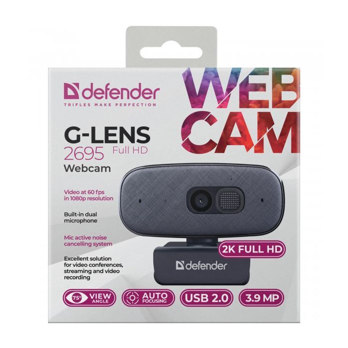 Веб-камера Defender G-lens 2695 FullHD 2K 1520p Black (63195) изображение 8