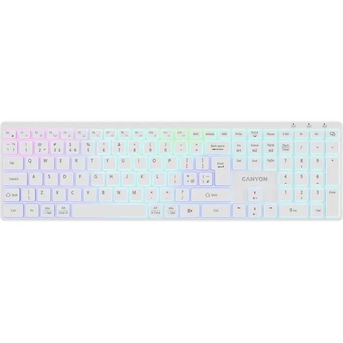 Клавіатура Canyon HKB-W11 Slim Dual Mode Wireless/Bluetooth RGB UA Grey (CNS-HBTK11G)