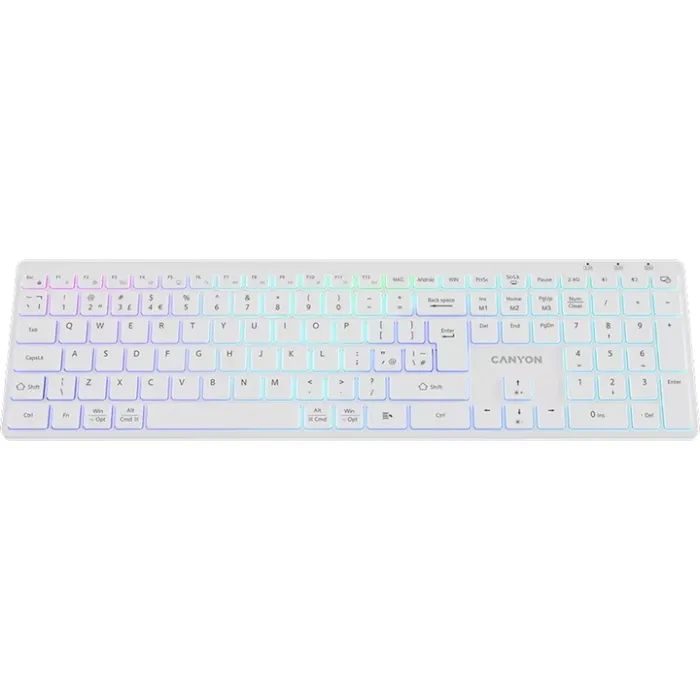 Клавіатура Canyon HKB-W11 Slim Dual Mode Wireless/Bluetooth RGB UA Grey (CNS-HBTK11G) зображення 3