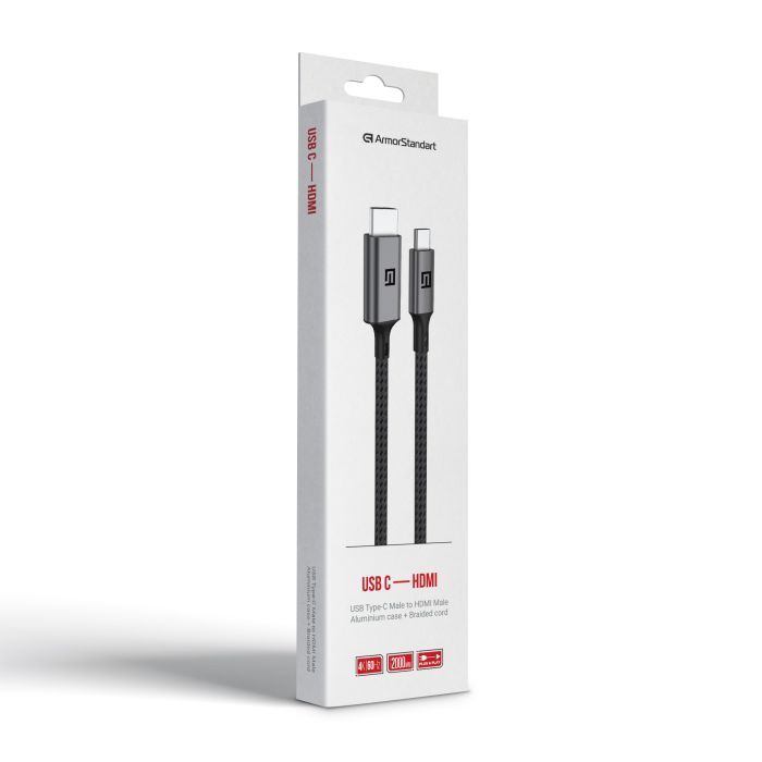 Кабель мультимедийный USB-C to HDMI 2.0m 4K60Hz black Armorstandart (ARM76891) изображение 2