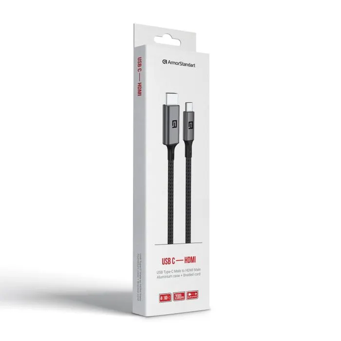 Кабель мультимедийный USB-C to HDMI M 2.0m 4K60Hz black Armorstandart (ARM76891) изображение 2