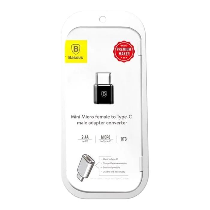 Переходник Micro USB F To USB-C M Adapter Black Baseus (CAMOTG-01) изображение 2