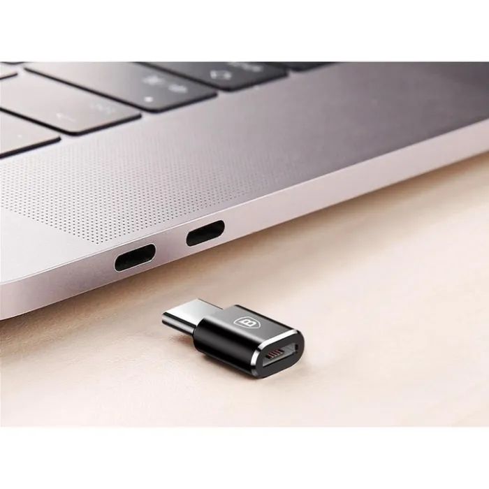 Переходник Micro USB F To USB-C M Adapter Black Baseus (CAMOTG-01) изображение 3