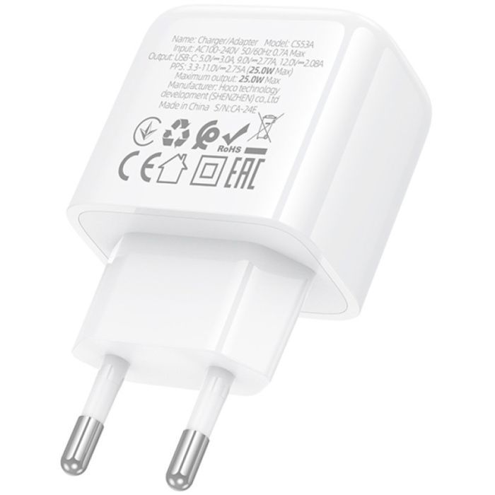 Зарядное устройство HOCO CS53A Surplus USB-C PD25W White (6942007631488) изображение 6