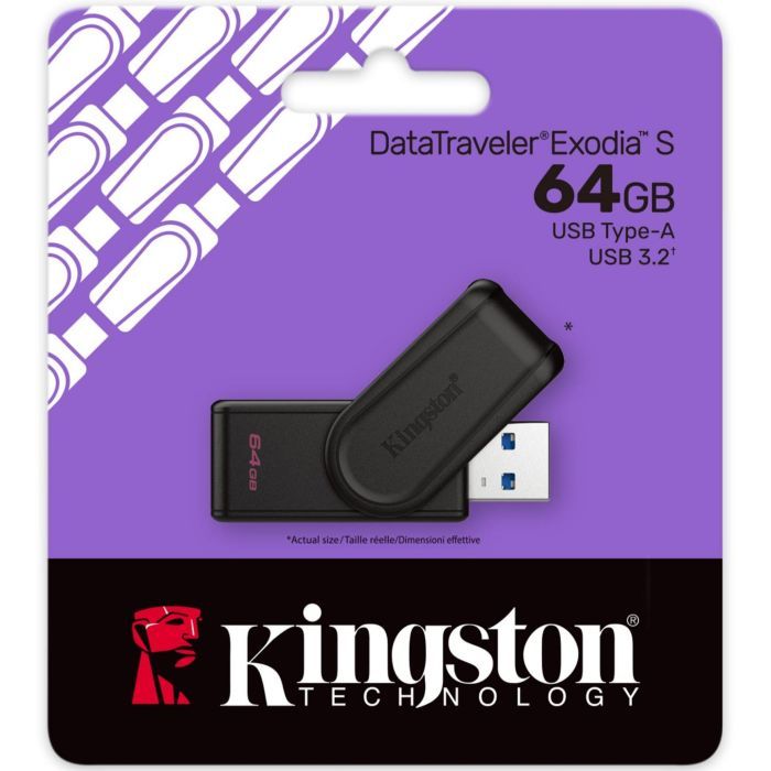 USB флеш накопитель Kingston 64GB DataTraveler Exodia S Black USB 3.2 (DTXS/64GB) изображение 3