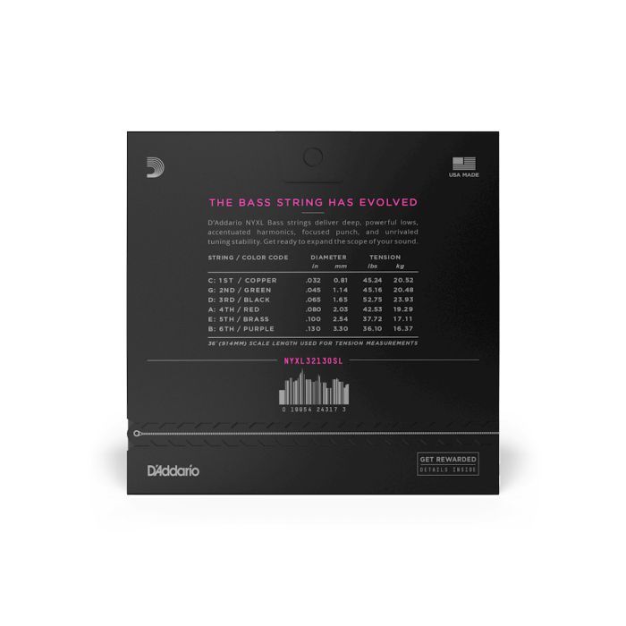 Струни для гітари D'Addario NYXL Bass Regular Light 6-String / Super Long Scale (32-130) (NYXL32130SL) зображення 2