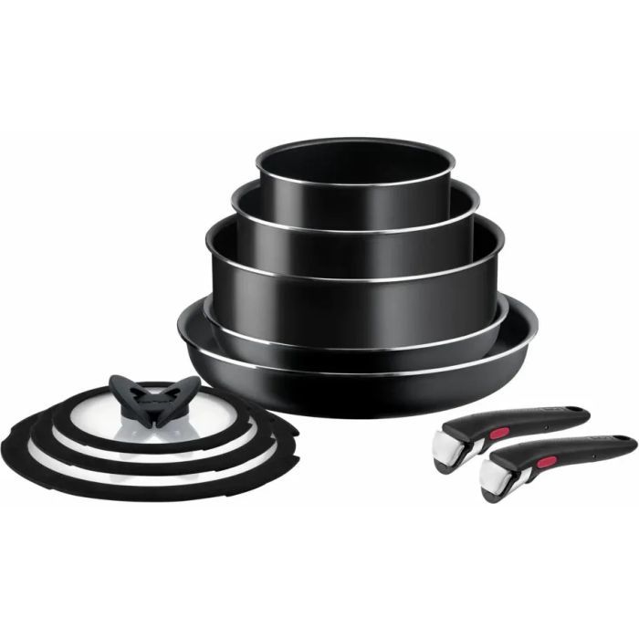 Набор посуды Tefal Ingenio Easy Cook & Clean 10 предметів чорний (L1539053)