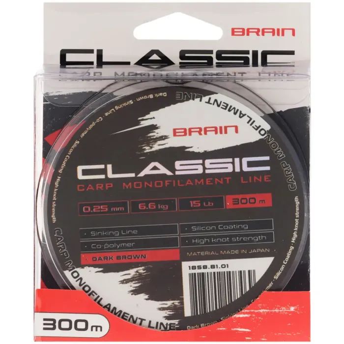 Леска Brain Classic Carp Line (dark brown) 300m 0.25mm 15lb 6.6kg (1858.81.01) изображение 2