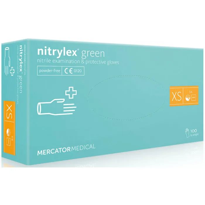 Медицинские перчатки Mercator Medical Nitrylex Green Нитриловые Неопудренные диагностические Размер XS Зеленые 100 шт. (5906615027430)