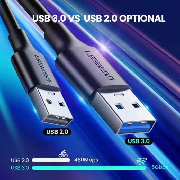 Дата кабель USB 3.0 AM to USB-C 1.5m 3A US184 black Ugreen (20883) изображение 4
