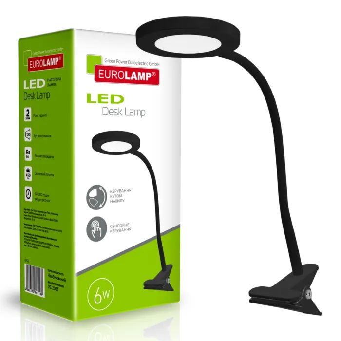 Настольная лампа Eurolamp 6W 5000K (LED-TLP-6W(black)) изображение 2