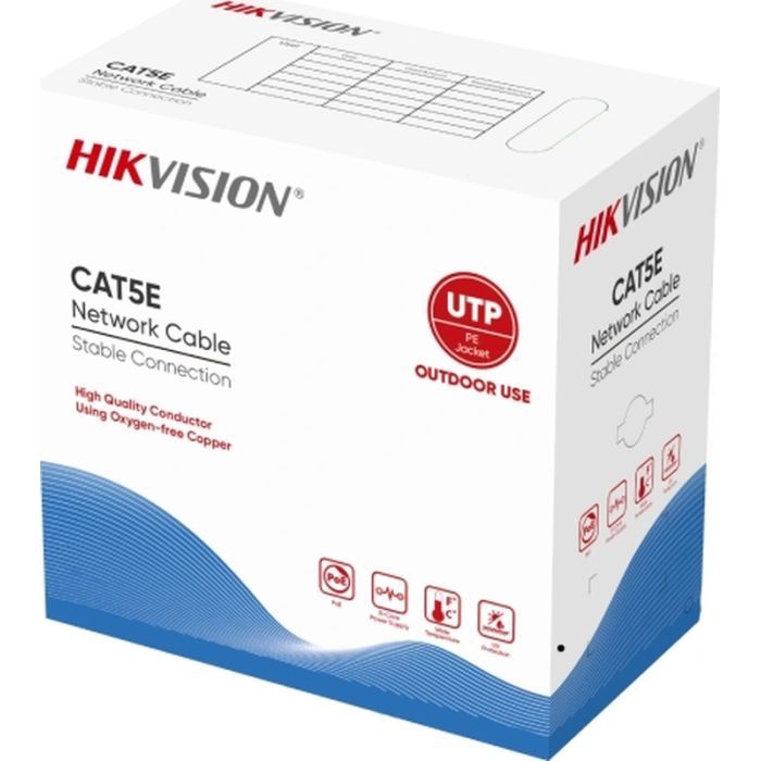 Кабель сетевой Hikvision UTP 305м, cat.5e, CU, outdoor (DS-1LN5EO-UU/E)
