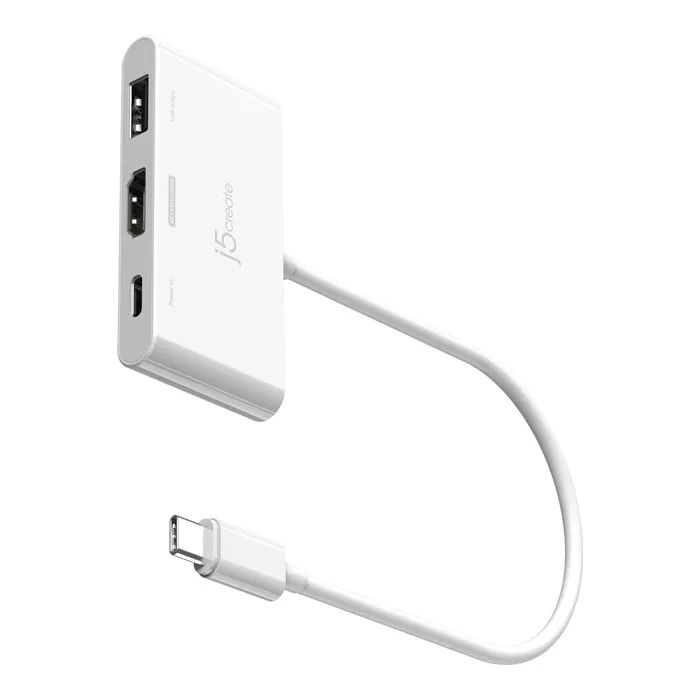 Концентратор J5create USB-C 3-in-1 HDMI + USB + USB-C PD white (JCA399-N) изображение 2