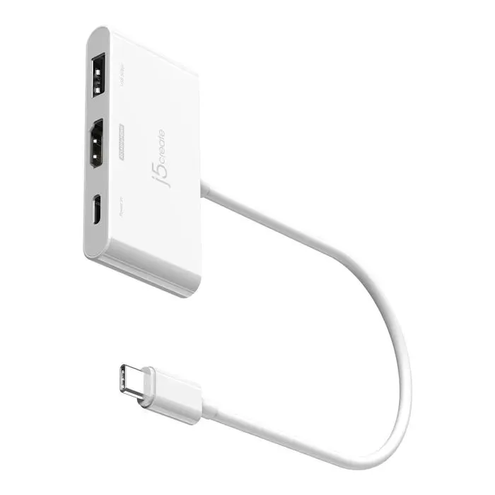 Концентратор J5create USB-C 3-in-1 HDMI + USB + USB-C PD white (JCA399-N) зображення 2