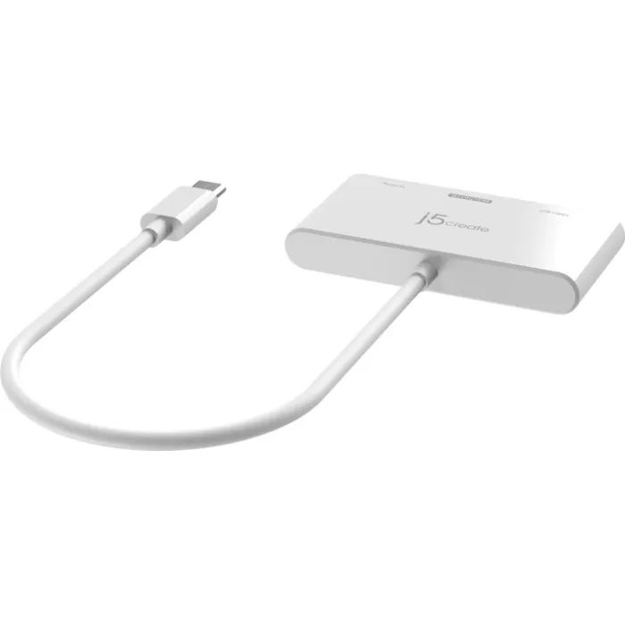 Концентратор J5create USB-C 3-in-1 HDMI + USB + USB-C PD white (JCA399-N) изображение 3