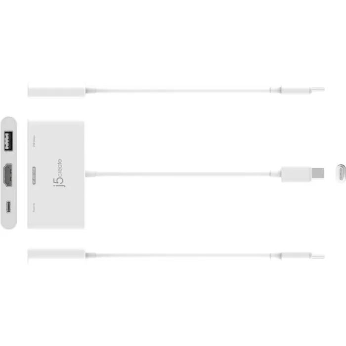 Концентратор J5create USB-C 3-in-1 HDMI + USB + USB-C PD white (JCA399-N) изображение 4
