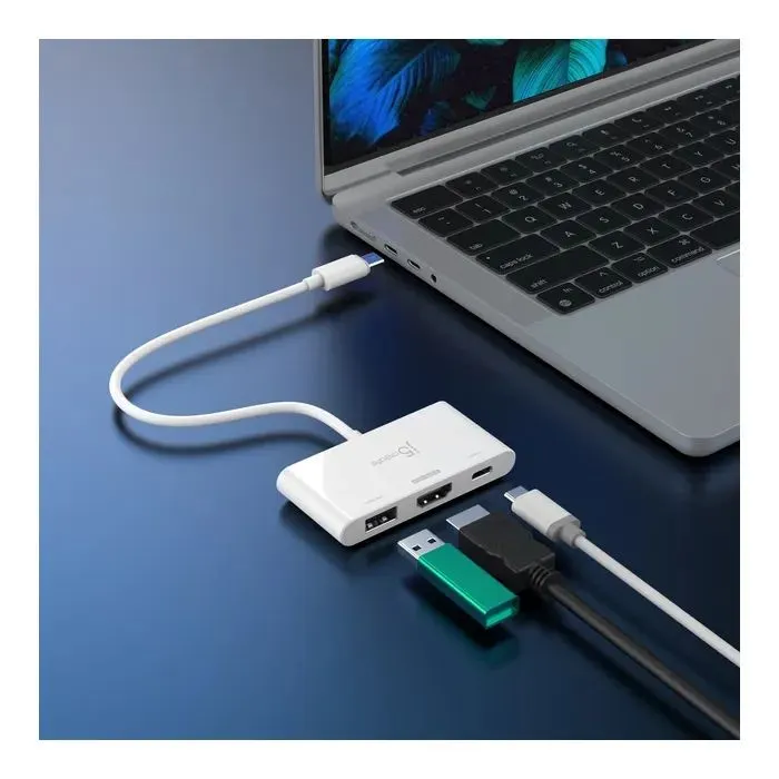 Концентратор J5create USB-C 3-in-1 HDMI + USB + USB-C PD white (JCA399-N) зображення 5