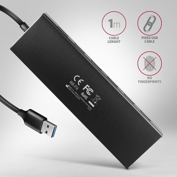 Концентратор AXAGON USB 3.1 to 7xUSB 3.0 black (HUE-F7A) изображение 6