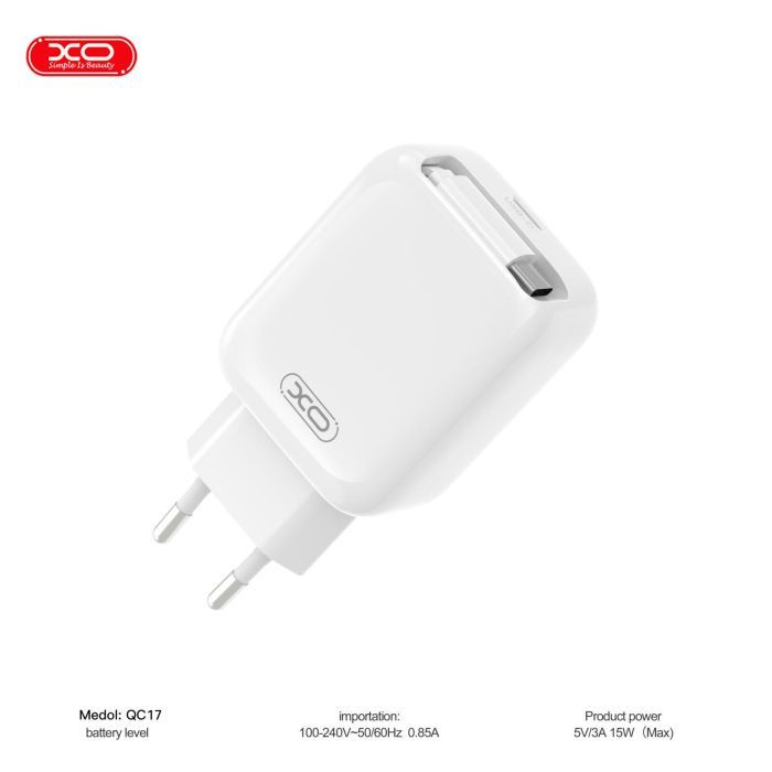 Зарядное устройство XO 1xUSB-C PD30W GaN + cable USB-C to USB-C (XO-QC17) изображение 2