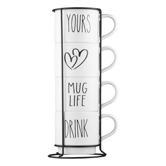 Набор чашек Ardesto 320мл, 4шт, кераміка, метал, білий (AR3095S) изображение 3