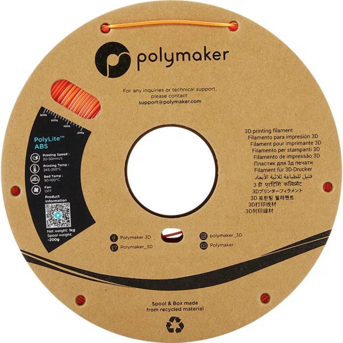 Пластик для 3D-принтера Polymaker ABS POLYLITE 1,75mm 1kg ORANGE (PE01009) зображення 2