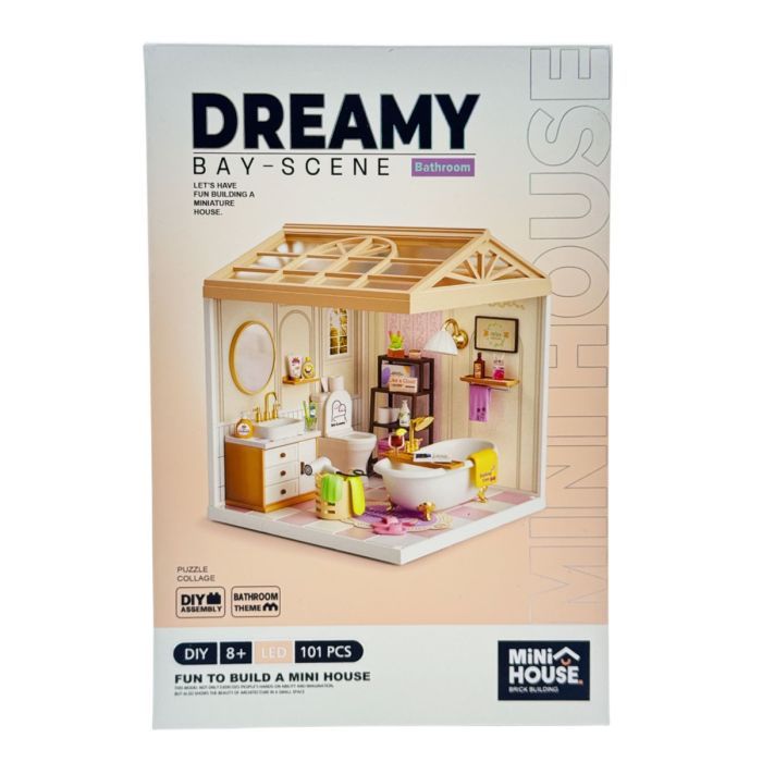Конструктор Mini House румбокс серії Інтер'єр – Ванна кімната (світло) (8009)