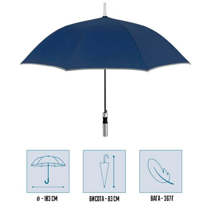 Зонт Perletti Reflecting тростина, з системою антивітер, чорна (P96014-01) изображение 2