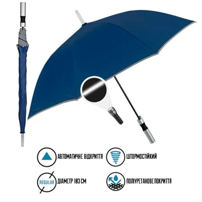 Зонт Perletti Reflecting тростина, з системою антивітер, чорна (P96014-01) изображение 4