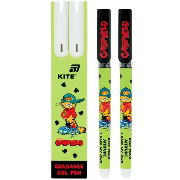 Ручка гелева Kite "пиши-стирай" Garfield, синя, 2 шт у пеналі (GF26-069) зображення 3