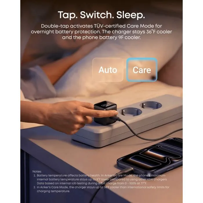 Зарядное устройство Anker USB-C 45W Smart Display black (A121DG11) изображение 3