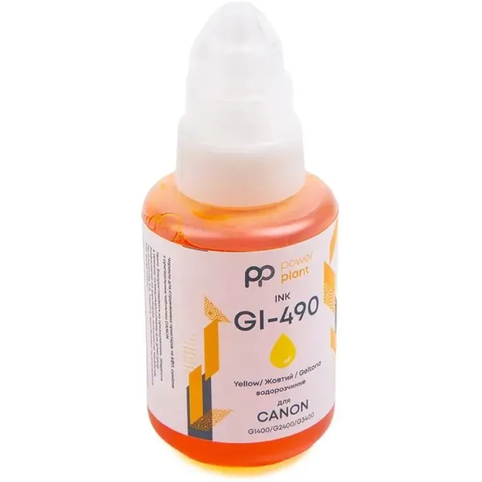 Чорнило PowerPlant Canon GI-490 G1400/G2400/G3400 140г Yellow (PP490Y) зображення 3
