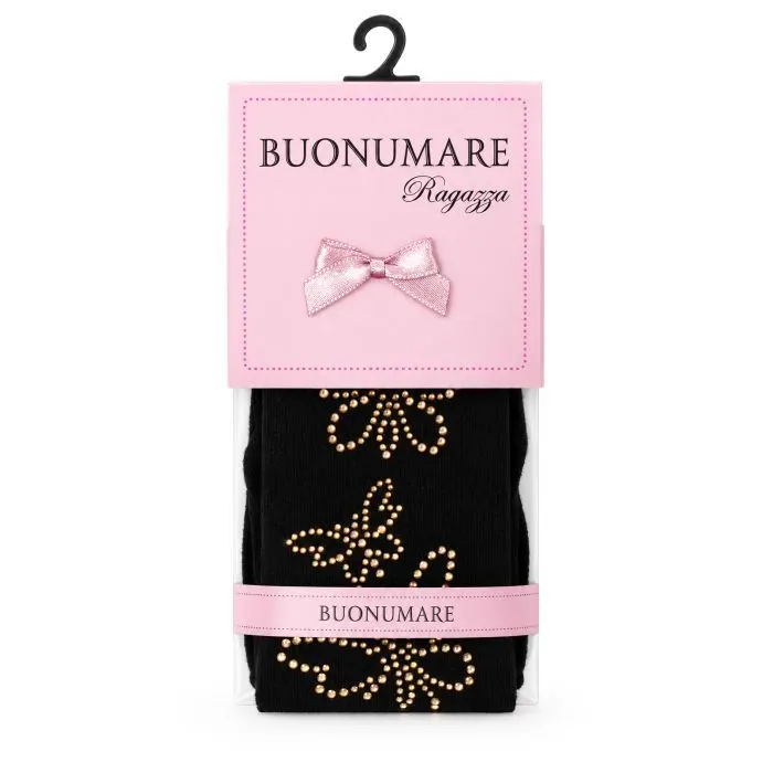 Колготки детские BNM с бабочками из страз (M0C0302-1038-11G-black) изображение 3