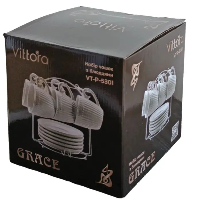 Набор чашек Vittora Grace 6 чашок з блюдцями на підставці (VT-P-5301) изображение 2