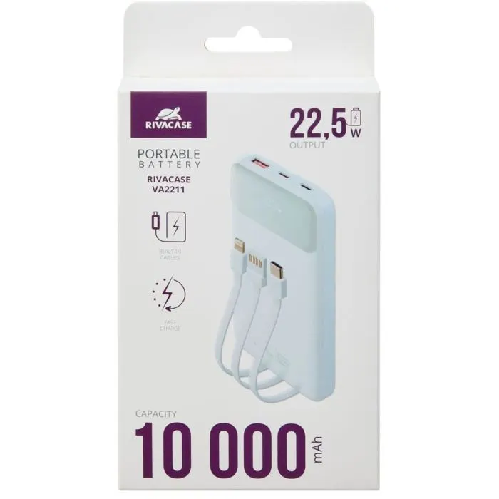 Батарея универсальная RivaCase 10000mA, 22.5W, QC/PD, white (RIVAPOWER VA2211 (White)) изображение 10