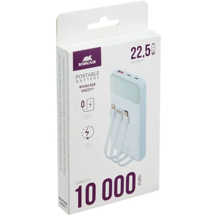 Батарея универсальная RivaCase 10000mA, 22.5W, QC/PD, white (RIVAPOWER VA2211 (White)) изображение 11