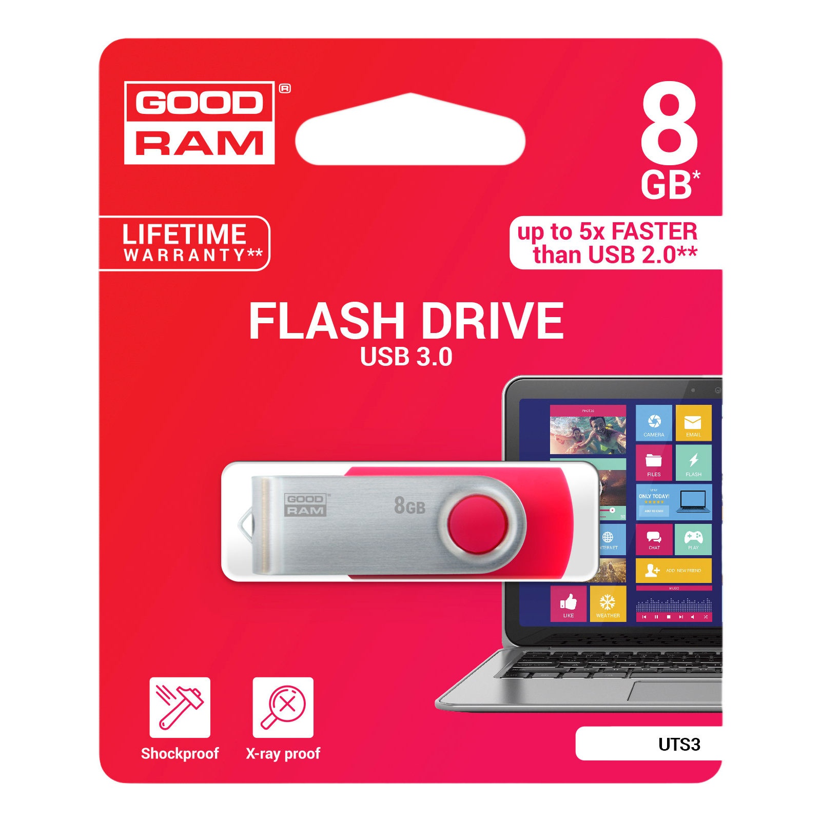 USB флеш накопичувач Goodram 8GB UTS3 Twister Red USB 3.0 (UTS3-0080R0R11) зображення 3