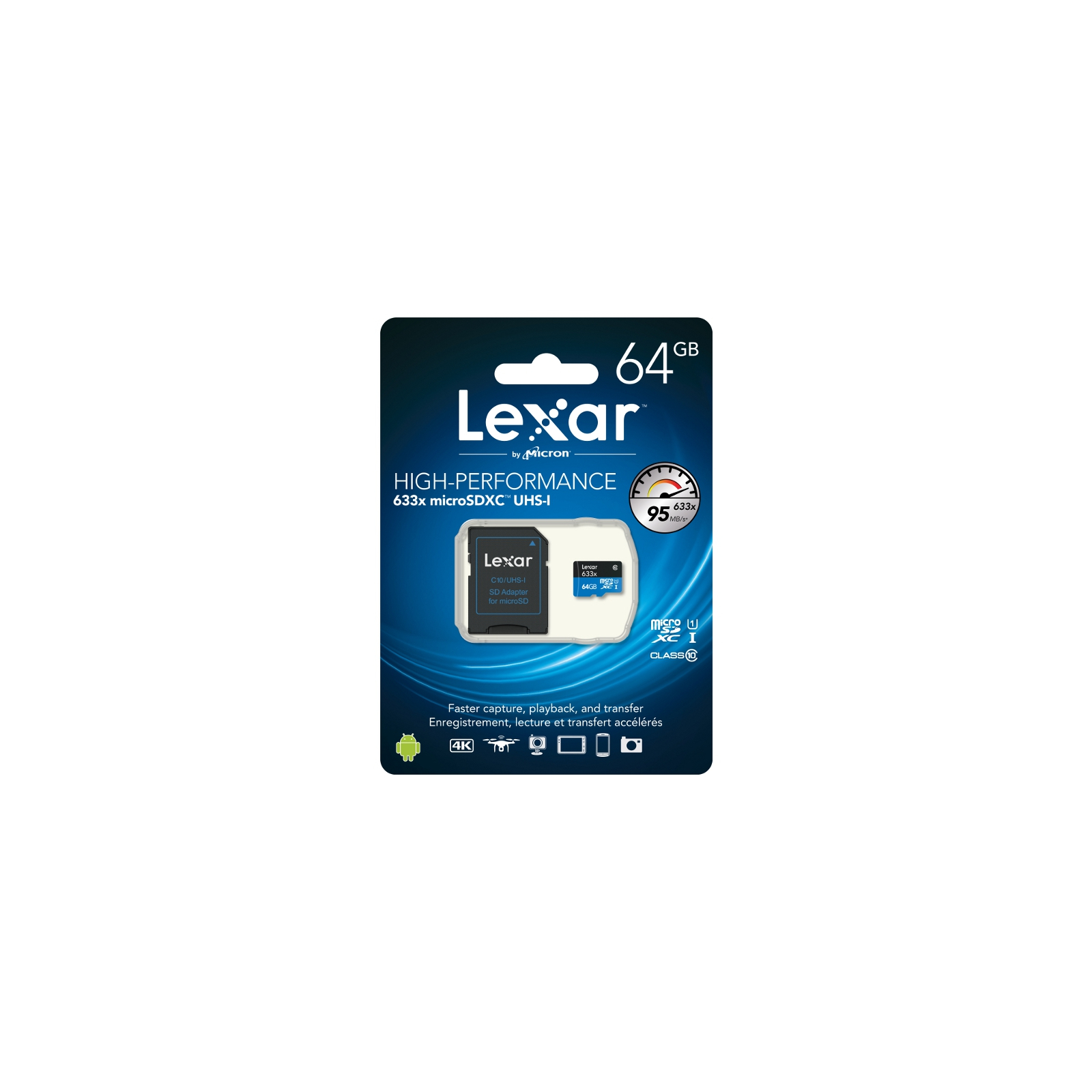 Карта пам'яті Lexar 64GB microSDXC class 10 UHS-I (LSDMI64GBBEU633A) зображення 3
