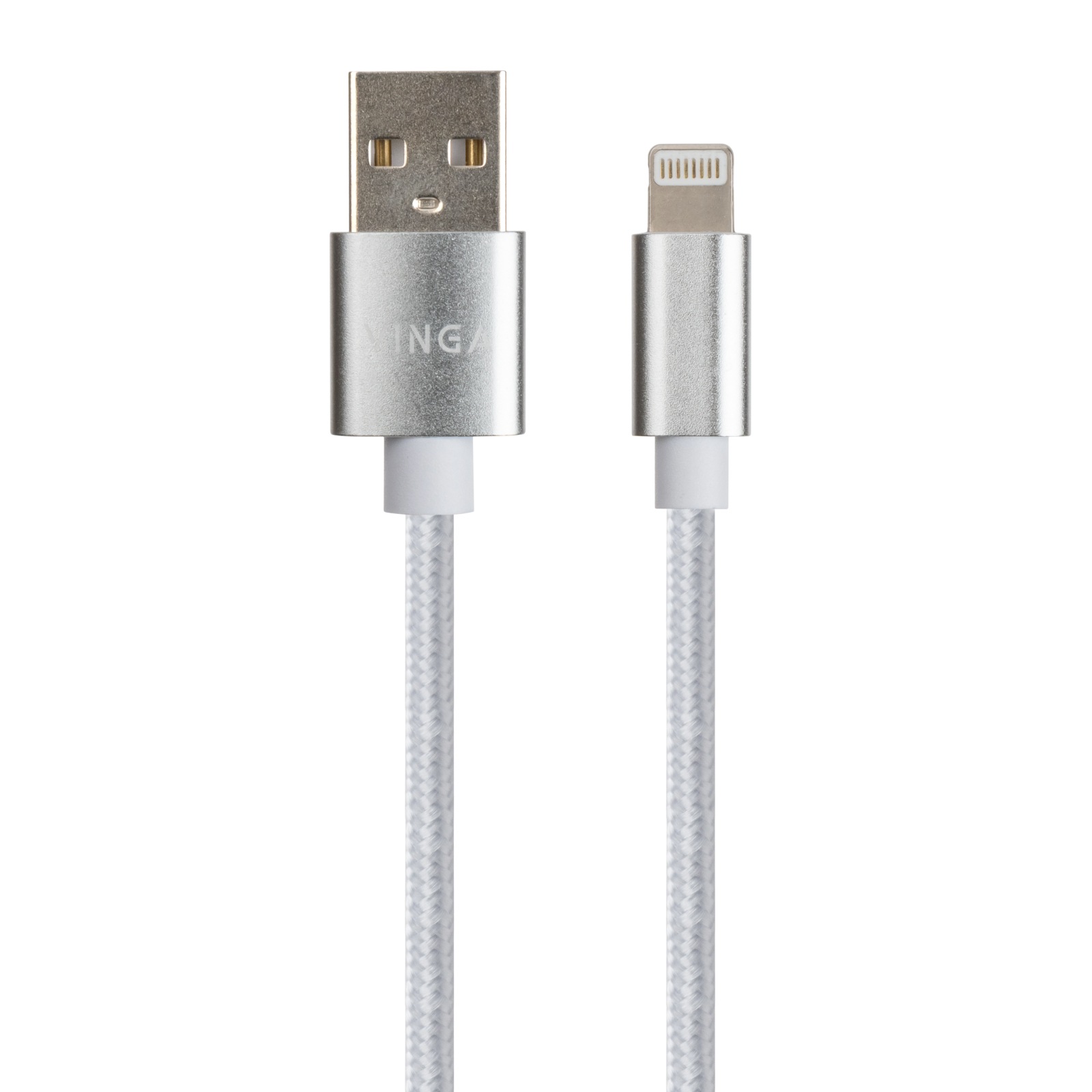 Дата кабель USB 2.0 AM to Lightning 1m nylon silver Vinga (VCPDCLNB1S) изображение 2