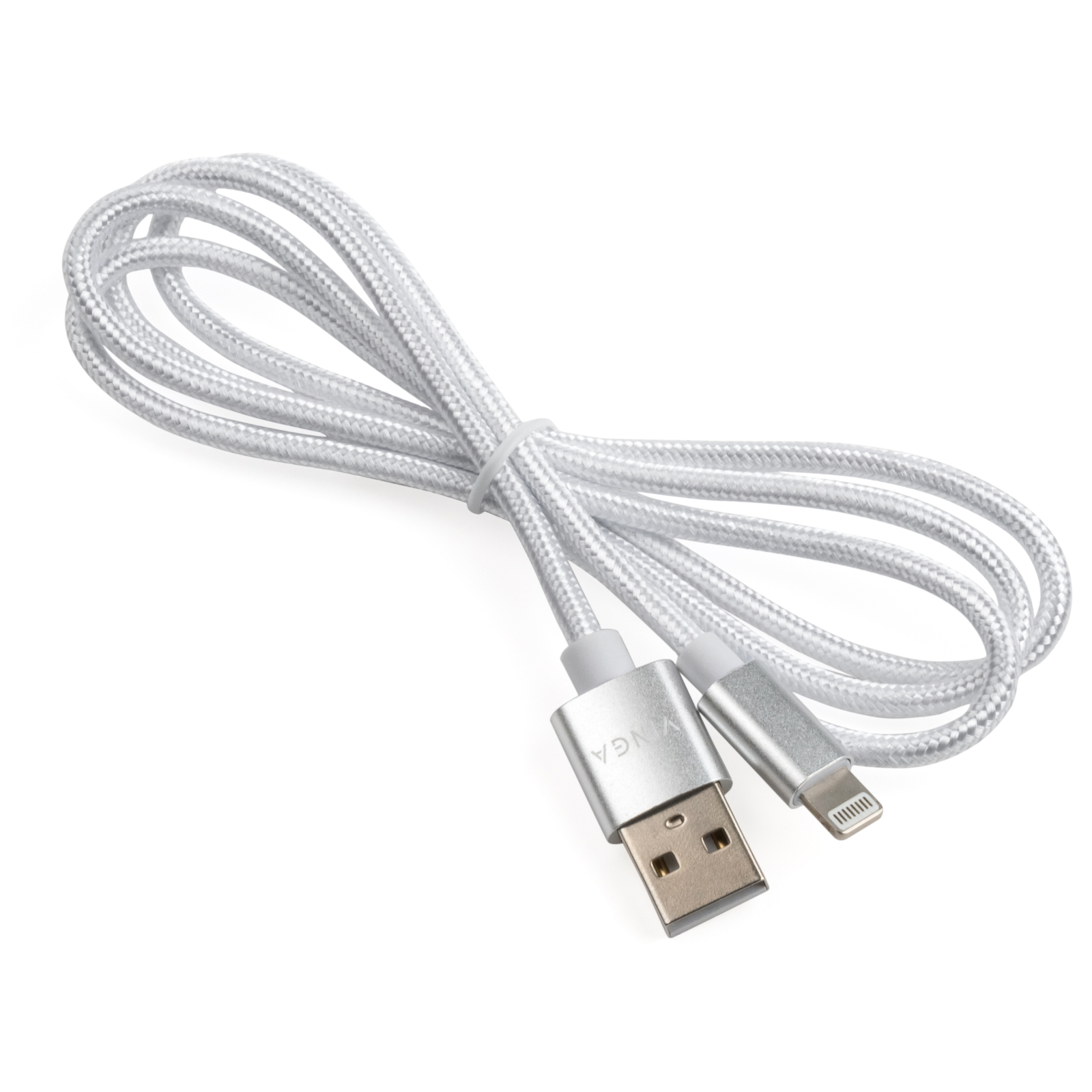 Дата кабель USB 2.0 AM to Lightning 1m nylon silver Vinga (VCPDCLNB1S) зображення 3