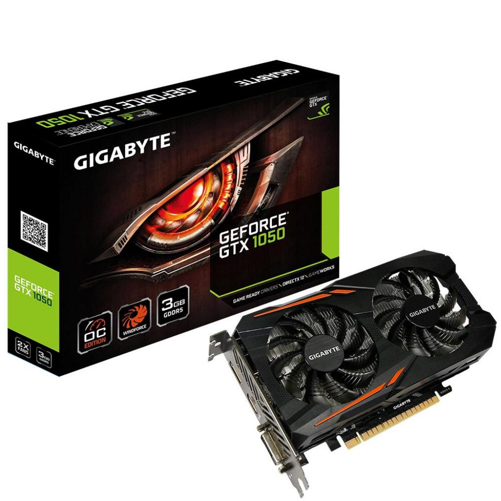 Відеокарта GIGABYTE GeForce GTX1050 3072Mb WINDFORCE2X OC (GV-N1050OC-3GD)